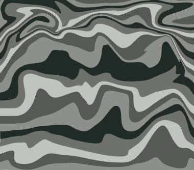 Vektör çizimi. Gri, beyaz ve siyah renklerde soyut dalgalı arkaplan