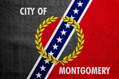 Montgomery, Alabama, ABD bayrağı, kumaş dokusunda. Kavramsal kolaj.