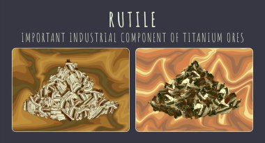 Rutile 'nin vektör illüstrasyonu. TİTANİM 'İN SÜRÜNCÜ ÜRETİMİ ORE.