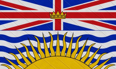 British Columbia 'nın resmi bayrağı. Kanada mı? Ahşap doku üzerine kavramsal kolaj.