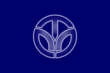 Fukui 'nin resmi bayrağı. Japonya 'da il. Vektör çizimi. Parlama etkisi konsepti.