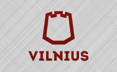 The official flag of the capital of Lithuania, Vilnius, on fabric texture. Conceptual collage. Illustration.