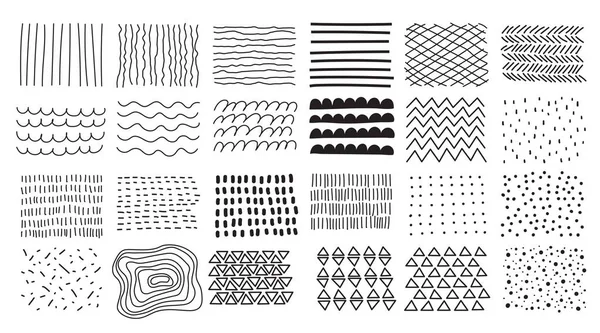 stock vector Hand draw texture pattern set. Abstract vector background in simple flat doodle style. Various shapes and scribble object elements for textured design illustration.