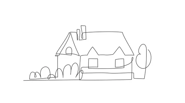 Σπίτι Συνεχή Γραμμή Τέχνη Σχέδιο Στυλ Διανυσματική Απεικόνιση Κατοικίες Έννοια — Διανυσματικό Αρχείο