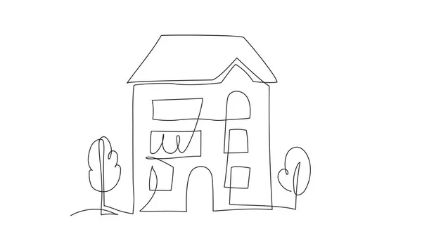 Σπίτι Συνεχή Γραμμή Τέχνη Σχέδιο Στυλ Διανυσματική Απεικόνιση Κατοικίες Έννοια — Διανυσματικό Αρχείο
