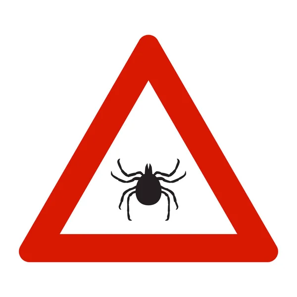 Advertencia Cuidado Con Las Garrapatas Vector Ilustración Marque Insecto Señal — Vector de stock