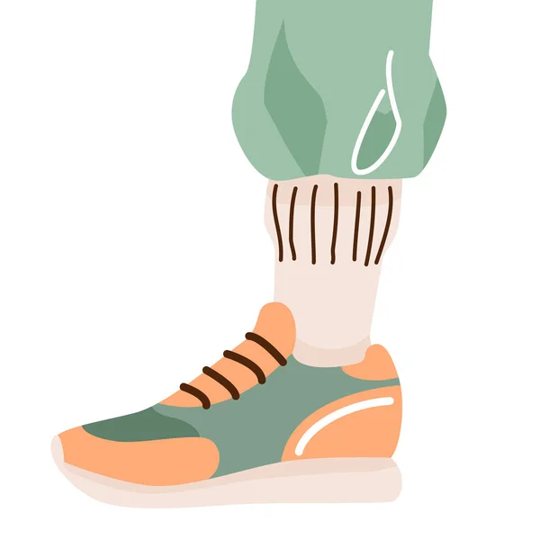 Sneaker Mit Menschlichem Fuß Hose Und Socken Zum Schutz Vor — Stockvektor