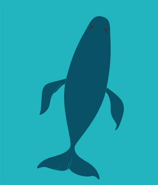 Whale Top View Vector Illustration Simple Flat Modern Style — Stock Vector