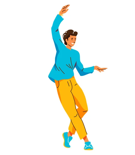 Ilustración Vectorial Hombre Danza Guapo Bailarín Masculino Pose Equilibrio Diseño — Vector de stock
