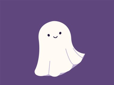 Cute halloween ghost vector illustration. Childish scary boo character for kids. Funny ghost smiles. Magic spirit with emotion, face expression. Halloween flat modern cartoon design. clipart