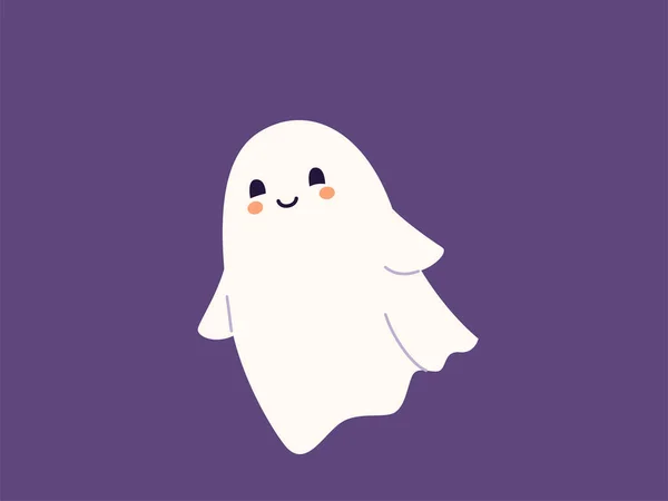 Carino Halloween Fantasma Vettoriale Illustrazione Bambino Spaventoso Personaggio Boo Bambini — Vettoriale Stock