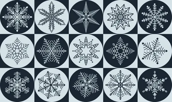 Winter Schneeflockenvektorillustration Modernen Minimalistischen Geometrischen Stil Abstraktes Schneelement Für Banner — Stockvektor