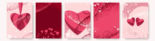 Καρδιά Μοτίβο Σύνολο Διανυσματική Απεικόνιση Αφίσες Ημέρα Του Αγίου Βαλεντίνου — Διανυσματικό Αρχείο