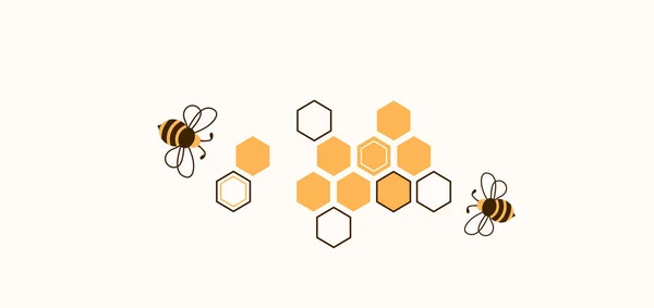 Včelí Plástve Vektorovou Ilustrací Včel Včelí Med Utváří Strukturu Izolované — Stockový vektor