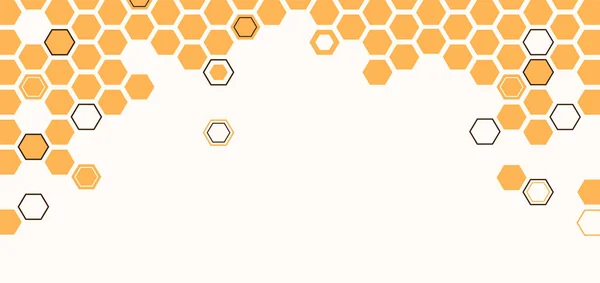 蜂蜜の巣のバナー ベクターのイラスト 蜂蜜はテクスチャーを形作っています シンプルなモダンなフラットスタイルのビーズワックスフレーム付きハニカム — ストックベクタ