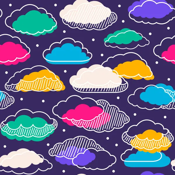 Padrão Sem Costura Nuvem Com Linhas Estrutura Listrada Nuvens Caprichosas Ilustração De Bancos De Imagens