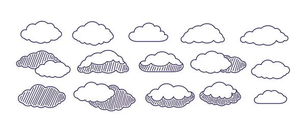 Linha Nuvem Conjunto Vetor Ilustração Nuvens Lineares Com Estrutura Listrada Ilustrações De Bancos De Imagens Sem Royalties