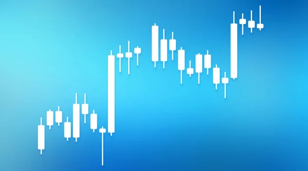 Candlestick chart on a blue digital abstract background