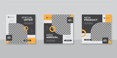 Sosyal medya mobil uygulamaları için modern promosyon kare web pankartı. Dijital pazarlama için kaliteli satış ve indirimli tanıtım arkaplanları