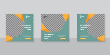 Sosyal medya mobil uygulamaları için modern promosyon kare web pankartı. Dijital pazarlama için kaliteli satış ve indirimli tanıtım arkaplanları