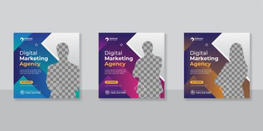 Dijital iş pazarlama sosyal medya gönderme şablonu.