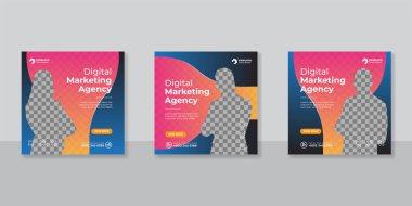 Dijital iş pazarlama sosyal medya gönderme şablonu.