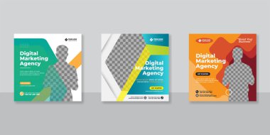 Sosyal medya dijital pazarlama ve iş satış tanıtımı için iş ajansı şablonu hazırlıyor. Mobilya ya da moda reklamı. Bayrak teklifi. Tanıtım mozaiği fotoğraf vektör çerçevesi