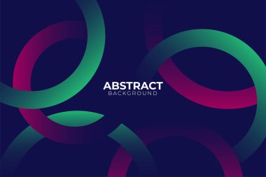 Soyut mor ve yeşil daireler koyu mavi arkaplanda üst üste biniyor