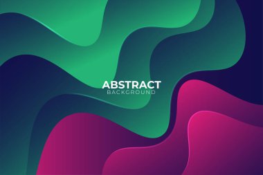 Soyut dalgalı kağıt kesme katmanı gradyan arkaplan mor ve yeşil renk