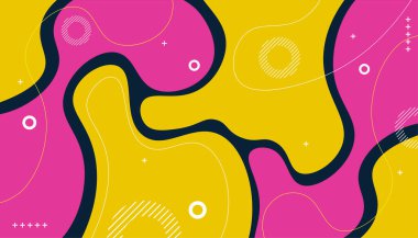 Sarı Arkaplanda Soyut Renkli Şekiller