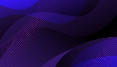 Dalgalı çizgileri olan soyut koyu mavi arkaplan. Vektör illüstrasyonu