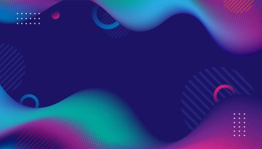 Dalgalı çizgileri ve geometrik şekilleri olan renkli soyut bir arkaplan. Vektör illüstrasyonu