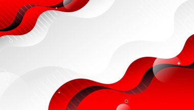 Kırmızı beyaz, dinamik dalgalarla soyut arkaplan