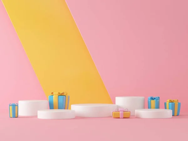 Abstract minimal mock up pastel color with gift box,design for cosmetic or product display3d render.
