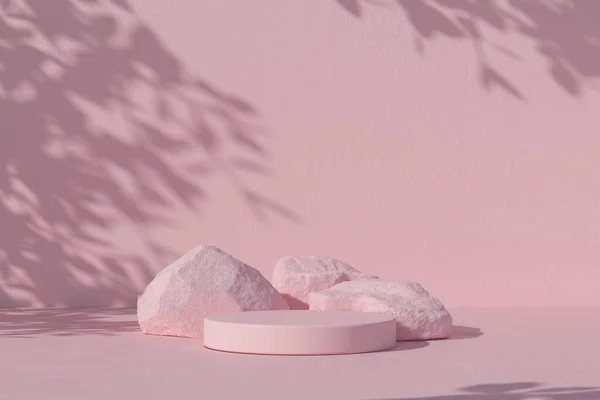 soyut Pembe Geometrik Taş ve Kaya şekilli arkaplan, ürün 3d oluşturma için vitrin.