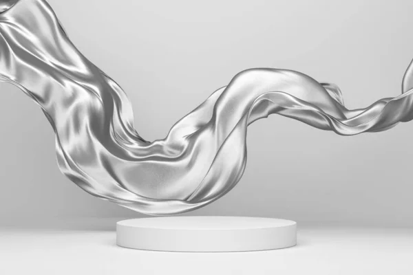 Soyut kumaş podyum sunumu kozmetik veya ürün sunumu için soyut lüks güzellik giysisi tasarımı 3D podyum.