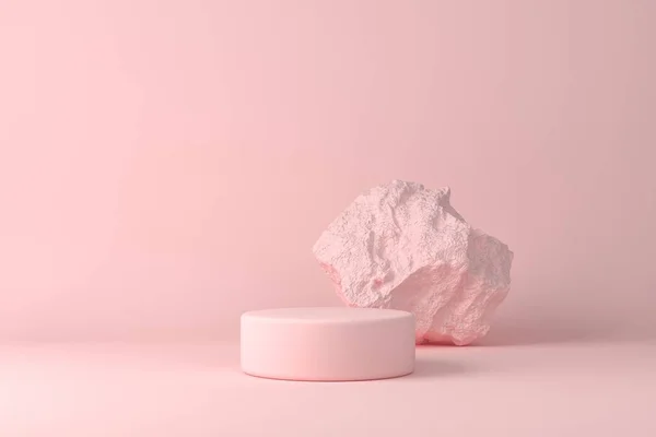 粉红彩色几何石材和石材的背景 产品展示3D渲染 免版税图库照片