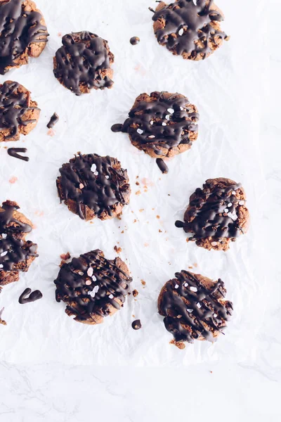 Croustille Chocolat Noir Biscuits Sains Sans Gluten Farine Amande Avec — Photo