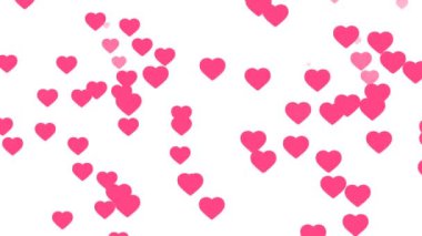 Beyaz Arkaplanda Güzel Pembe Kalp Yağmuru 