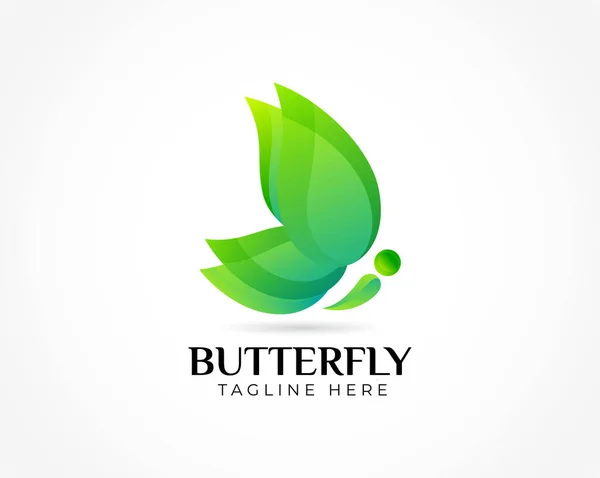 Yeşil logo şablon tasarımlı güzel kelebek
