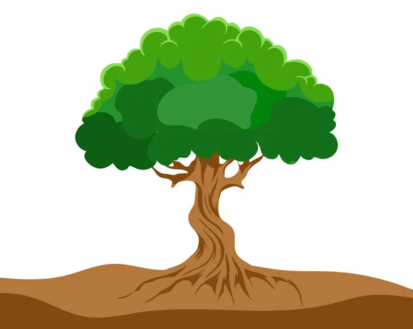 Плоское Дерево Зелеными Листьями — стоковый вектор