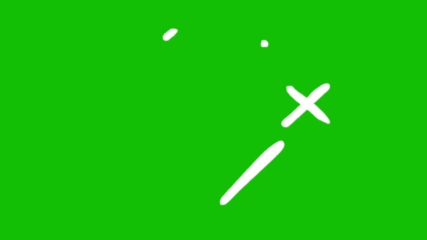 Karalama Tarzında Beyaz Çizgilerin Animasyonu Yeşil Arka Planda Yapışkan Bir — Stok video