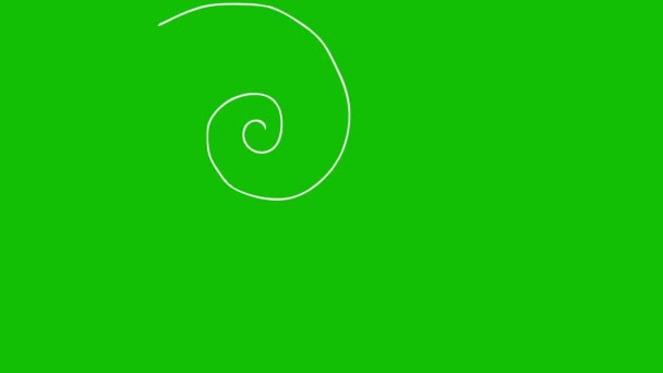 Disegno Bianco Disegno Spirale Sullo Sfondo Dello Schermo Verde Animazione — Video Stock