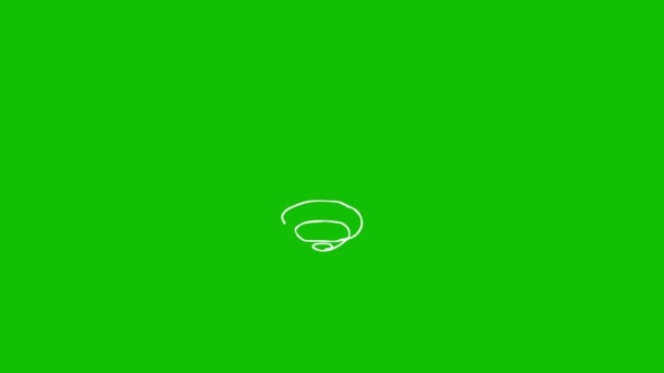 Drawing White Spiral Design Green Screen Background Hand Drawn Animation — Stock Video