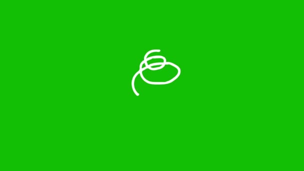 Рисунок Белый Спиральный Дизайн Зеленом Фоне Экрана Ручная Анимация Изогнутых — стоковое видео