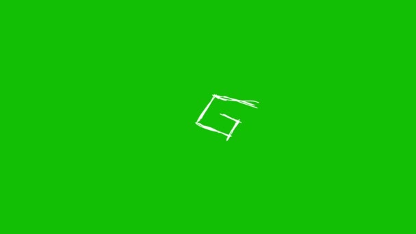 緑の画面の背景に螺旋状のデザインを白で描きます 緑の画面に曲線を描く手描きアニメーション — ストック動画