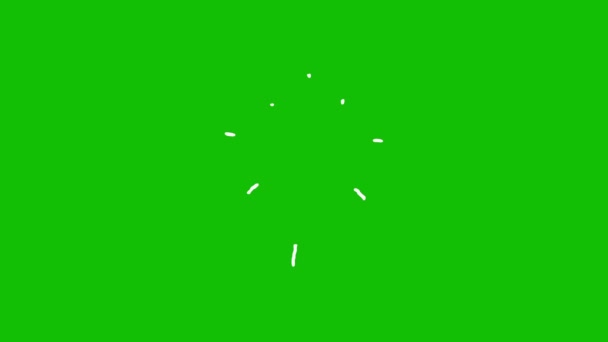 Animace White Spark Exploze Doodle Styl Ohňostroj Během Prázdnin Zelená — Stock video
