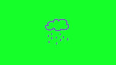 Bulutun canlı mor sembolü. El çizimi karalama ikonu. Vektör illüstrasyonu yeşil ekran arkaplanında izole edildi.