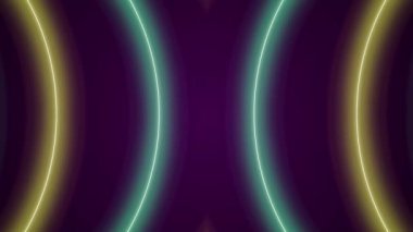 Neon ışıkları fütüristik, renkli, dikişsiz, neon ışık çizgisi teknolojisi arka planında parlıyor.