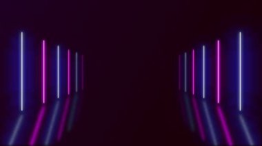 Neon ışıkları fütüristik, renkli, dikişsiz, neon ışık çizgisi teknolojisi arka planında parlıyor.